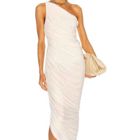 Norma Kamali Diana One-Shoulder Ruched Midi Dress - Picture 1 of 5